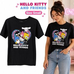 Hello Kitty & Friends Sanrio Graphic T-Shirt Women's Small Black 2024 Tee